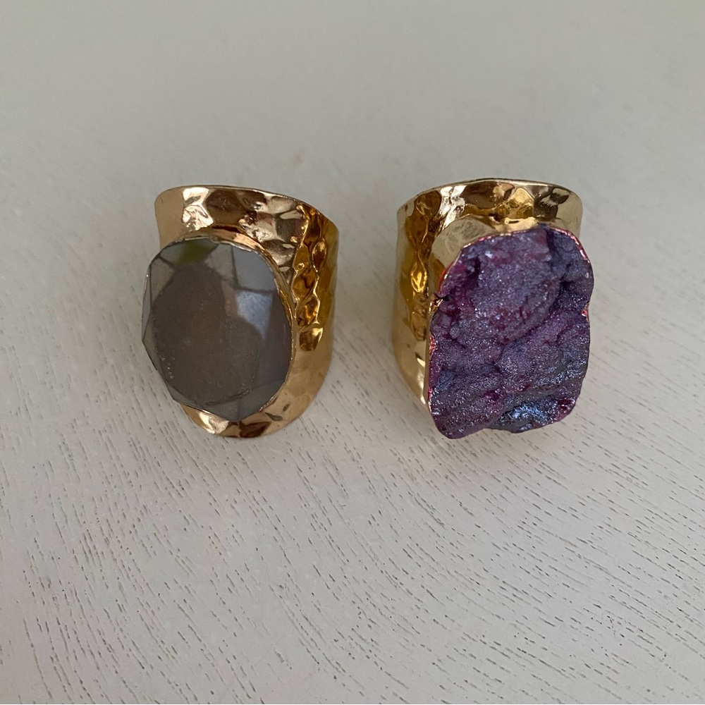 New Set of Two Druzy Rings